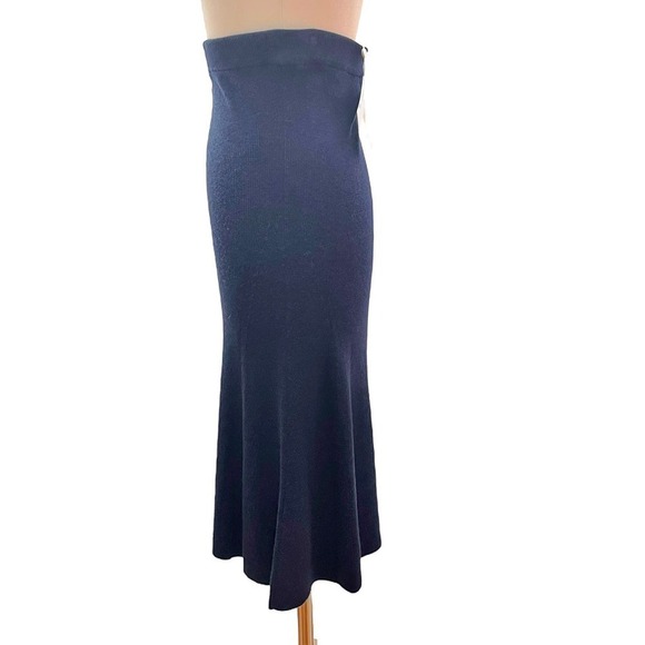 Joie NWT High Waist Wool Blend Flared Silhouette Knit Skirt Ink Navy Size Small - Picture 3 of 9